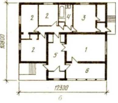 Одноэтажный четырехкомнатный дом (жилая площадь 57 м2, общая — 87,8 м2)