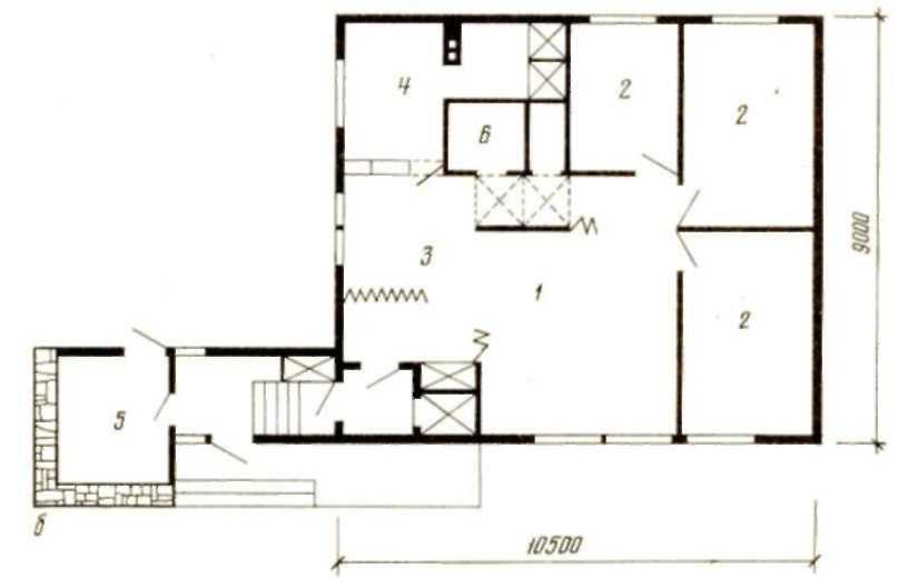 Одноэтажный одноквартирный че-тырехкомнатный дом — типовой проект I8I-I39-3M/75 (жилая площадь 49,5 м2; общая — 83,7 м2)