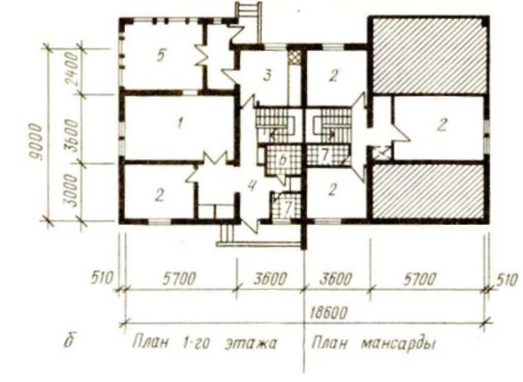 Двухквартирный мансардный дом с пятикомнатными квартирами в С. Богословка Пензенской области — типовой проект 144-16-531 (жилая площадь квартиры 60 м2, общая 100 м2)